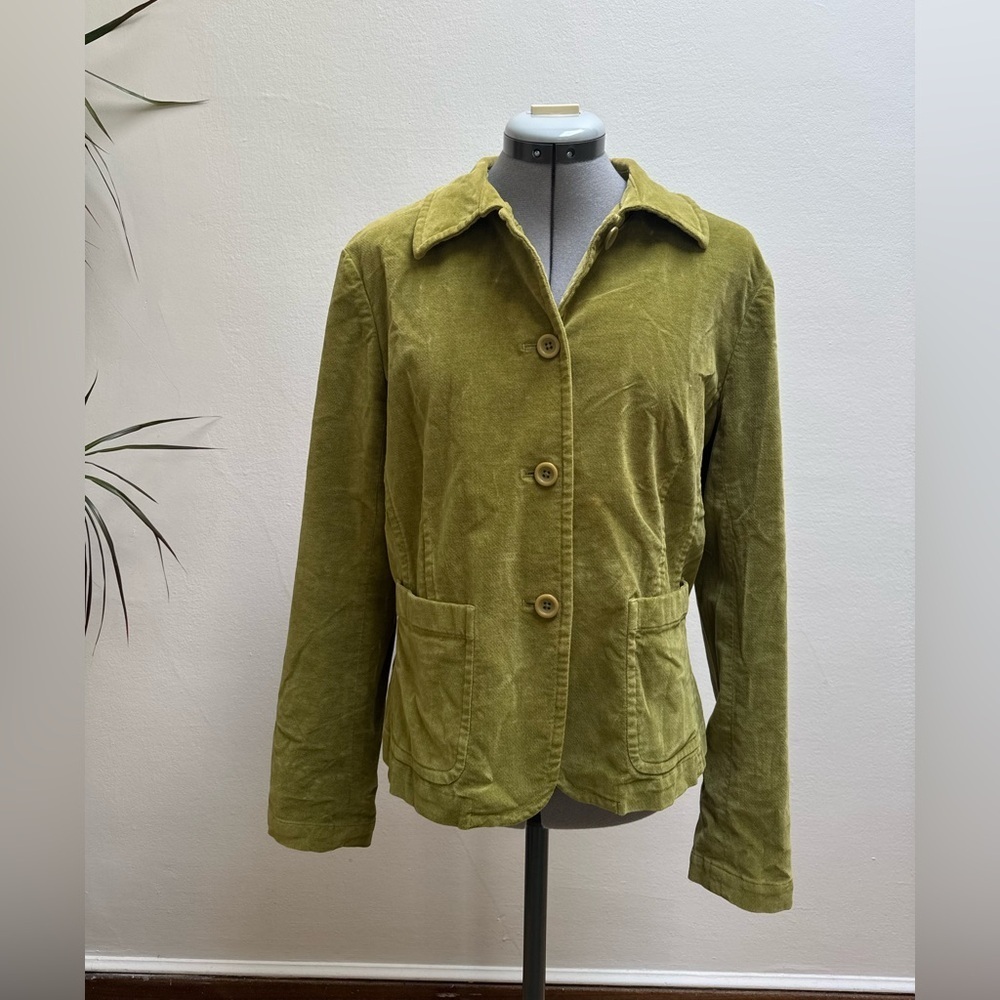 Vintage Talbots Moss Olive Green Velvet Women's Blazer